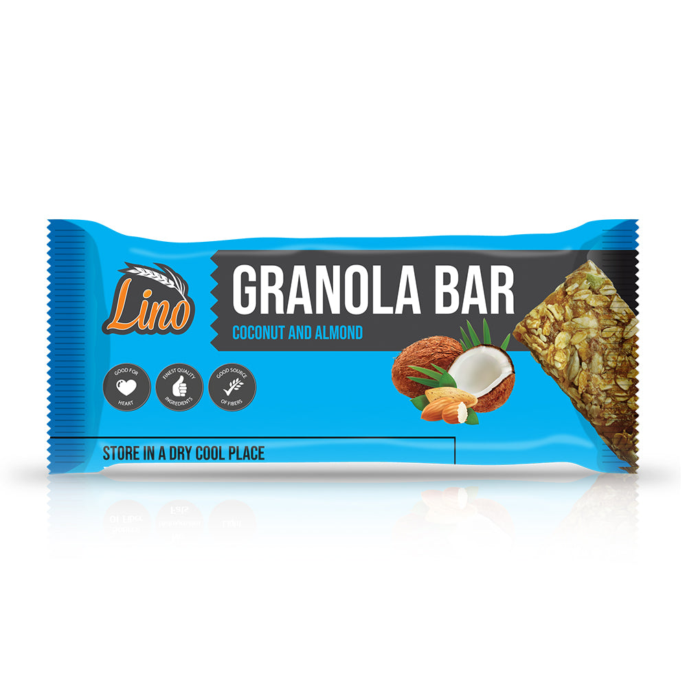 lino granola bar - coconut and almond كرتون 12قطعه